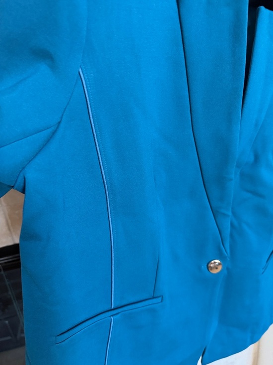 Eloquii The Ultimate Stretch Teal Single-Button Blazer Sz 18 - Picture 7 of 12
